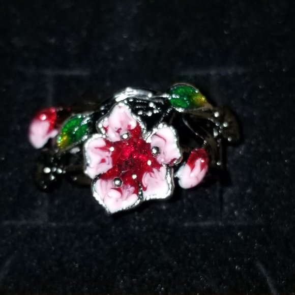 Gorgeous 925 sterling silver flower ring in black gold - size 7.5 or 9.5 - New - Picture 8 of 11